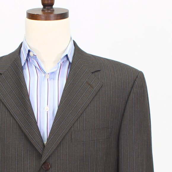Canali 42L 36x30 Brown Full Suit 3-Button Stripe R543 - Picture 7 of 15